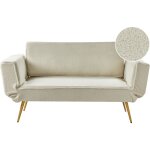 Beliani - canapé - lit moderne accoudoirs réglables en tissu bouclé blanc cassé saarela Beliani - canapé - lit moderne accoudoirs réglables en tissu bouclé blanc cassé saarela
