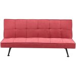 Beliani - canap - lit moderne sans accoudoirs inclinable convertible tissu rouge hasle