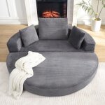 Canap� - lit modulable en velours c�tel�, 173x176 cm ? format ovale, livr� avec coussins, pour appartement, ...