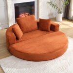 Canap� - lit modulable en velours c�tel�, 173x176 cm ? format ovale, livr� avec coussins, pour appartement, ...