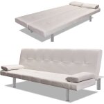 Canap - lit rglable avec deux oreillers similicuir blanc crme vidaxl