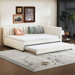 Canap - lit convertible 2 places - 140200 cm, avec lit gigogne 90190 cm, rembourr, sans matelas, ...