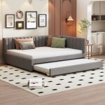 Canap - lit convertible 2 places - 140200 cm, avec lit gigogne 90190 cm, rembourr, sans matelas, ...