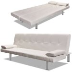 Le poisson qui jardine - canap� lit ou sofa lit similicuir blanc. avec 2 coussins. canap� convertible ...
