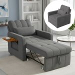 Canap� - lit en tissu chenille 70x190 cm - canap� convertible, fauteuil convertible 1 place, avec accoudoirs, ...