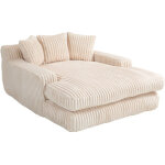 Canap� - lit en velours c�tel� moderne avec 3 coussins, beige