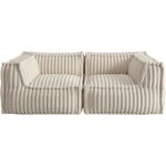 Canap� modulable 2 places en fausse fourrure c�tel�e bananair 90x180 cm beige