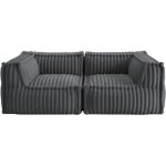 Canap� modulable 2 places en fausse fourrure c�tel�e bananair 90x180 cm gris fonc�