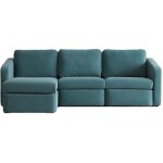 Canap modulable 3 places bleu avec pouf konekt