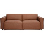 Canap� modulable vintage 3 places en cuir marron split