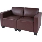 Hhg - jamais utilis] canap modulaire 2 places canap lyon, simili cuir, rouge - brun