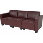 Hhg - jamais utilis] canap modulaire 3 places canap lyon, simili cuir, rouge - brun