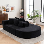Neche ? canap� convertible noir en tissu chenille ? 4 coussins inclus ? accoudoirs larges 30 cm ? hauteur ...