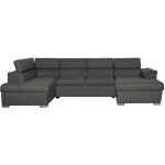 Canap� panoramique 6 places convertible paola en tissu - gris fonc� - angle gauche