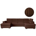 Loungitude - canap panoramique 6 places paola convertible avec 2 coffres en velours ctel - marron
