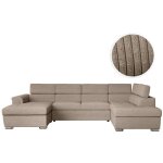 Loungitude - canap panoramique 6 places paola convertible avec 2 coffres en velours ctel - taupe