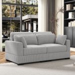 Canap� panoramique, canap� d'angle 2 places en velours c�tel� - gris