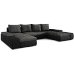 Les tendances - canap panoramique convertible tino bi - matire avec rangement - noir / gris fonc