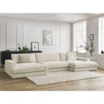 Bobochic - canap panoramique fixe compact leonard velours ctel beige