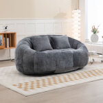Canap� relax avec 2 coussins, canap� 2 places pour salon et chambre, chenille, gris