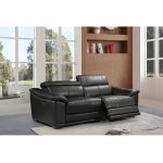 Canap� relax electrique alexander en cuir - noir 3 places