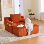 Canap� de relax avec repose - pieds, fauteuil rembourr� avec poches lat�rales et coussins, rembourrage ...