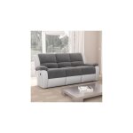 M&s - canap de relaxation lectrique 3 places gris et pu blanc - valia
