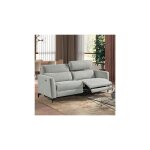 M&s - canap de relaxation lectrique 3 places en tissu gris clair