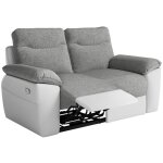 Canap de relaxation lectrique ross 2 places en tissu et simili - blanc / gris