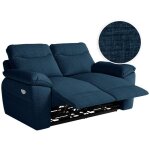 Loungitude - canap de relaxation lectrique ross 2 places en tissu textur 3d - bleu fonc