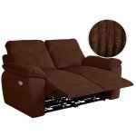 Loungitude - canap de relaxation lectrique ross 2 places en velours ctel - marron