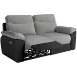 Canapé de relaxation électrique ross 3 places en tissu et simili - noir / gris Canapé de relaxation électrique ross 3 places en tissu et simili - noir / gris