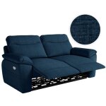 Canapé de relaxation électrique ross 3 places en tissu texturé 3d - bleu foncé Canapé de relaxation électrique ross 3 places en tissu texturé 3d - bleu foncé