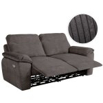 Canap de relaxation lectrique ross 3 places en velours ctel - gris