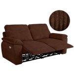 Canap de relaxation lectrique ross 3 places en velours ctel - marron