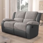 M&s - canap de relaxation manuel 2 places en microfibre et pu gris - valia