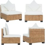 Vidaxl - canapé sans accoudoirs avec coussins rotin naturel - canapé jardin - canapé extérieur - mobilier ... Vidaxl - canapé sans accoudoirs avec coussins rotin naturel - canapé jardin - canapé extérieur - mobilier ...