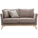 Canapé scandinave déhoussable 2 places en tissu effet velours texturé taupe et bois clair oslo Canapé scandinave déhoussable 2 places en tissu effet velours texturé taupe et bois clair oslo