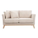Canap scandinave dhoussable 2 places en tissu velours ctel et bois clair oslo