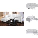 Canap sectionnel  3 places cuir synthtique blanc - canap - sofa - meuble de salon - design intrieur ...