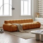 Kosmi - canap� en tissu livr� roul� couleur orange