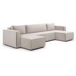 Petits - meubles - canapé u 5 places convertible coffre ezekiel velours côtelé blanc cassé Petits - meubles - canapé u 5 places convertible coffre ezekiel velours côtelé blanc cassé