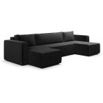 Petits - meubles - canapé u 5 places convertible coffre ezekiel velours côtelé noir Petits - meubles - canapé u 5 places convertible coffre ezekiel velours côtelé noir