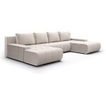 Petits - meubles - canapé u 5 places convertible coffre jonas velours côtelé blanc cassé Petits - meubles - canapé u 5 places convertible coffre jonas velours côtelé blanc cassé