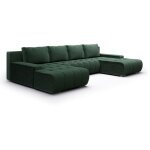 Petits - meubles - canap� u 5 places convertible coffre jonas velours c�tel� vert sapin