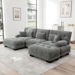 Canap� en u, canap� d'angle modulable, canap� - lit convertible avec assise profonde et repose - pieds, ...