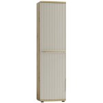 Candy armoire 1 porte 7 tages 49x199 cm courbe  relief en bois design pur blanc cass