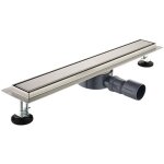 Caniveau de douche 360 avec bonde, siphon et filtre, en acier inoxydable, extra plat, 30 cm