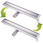 Finmrys - caniveau de douche italienne 80cm  carreler, siphon de sol douche modle 2 en 1, acier inoxydable ...