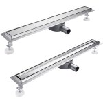 Caniveau de douche italienne � carreler - 100 cm - 360� siphon sol d'�vacuation en acier inoxydable - ...